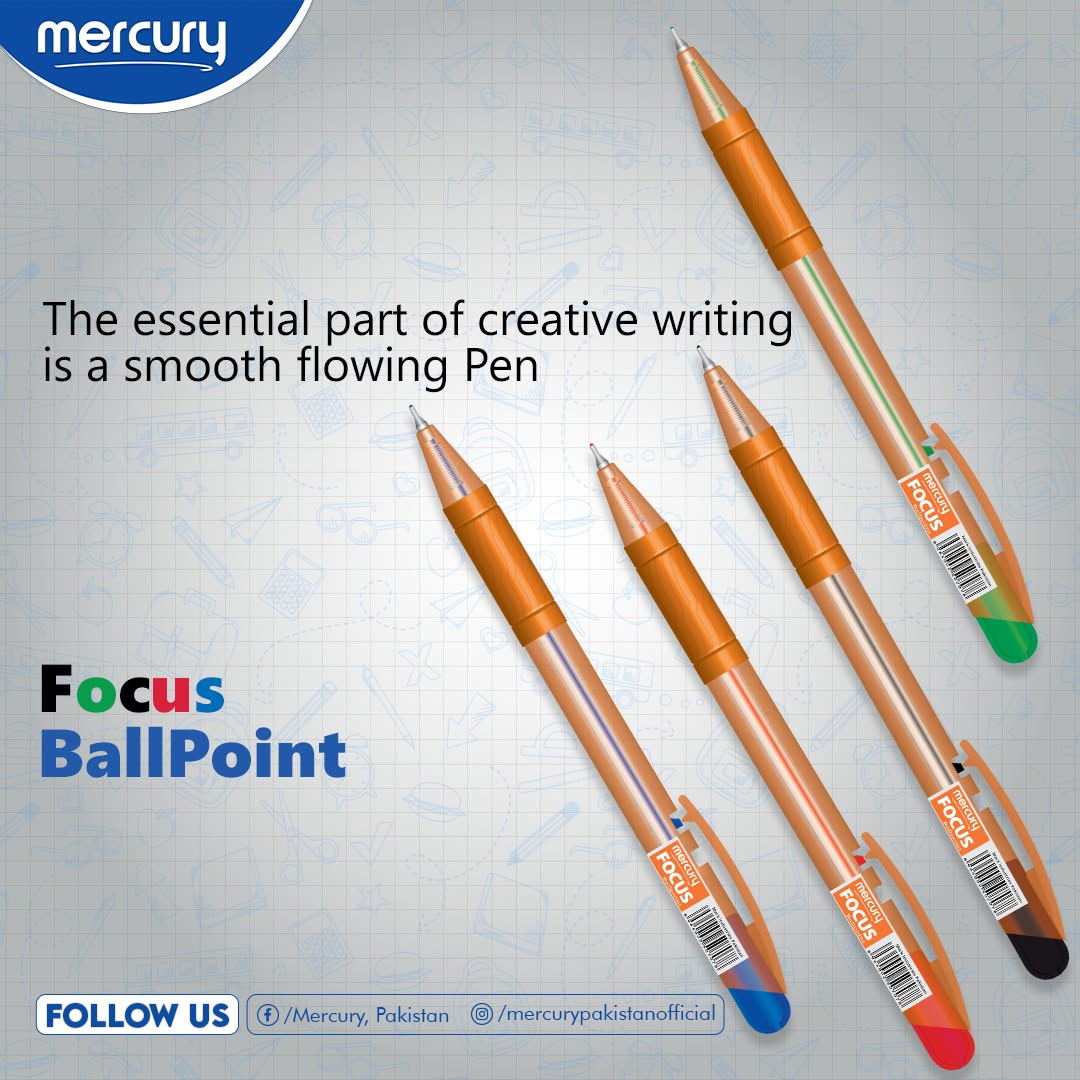 Mercury Focus Ball Point Pen – Smooth Writing, Everyday Excellence 1 box 10pics