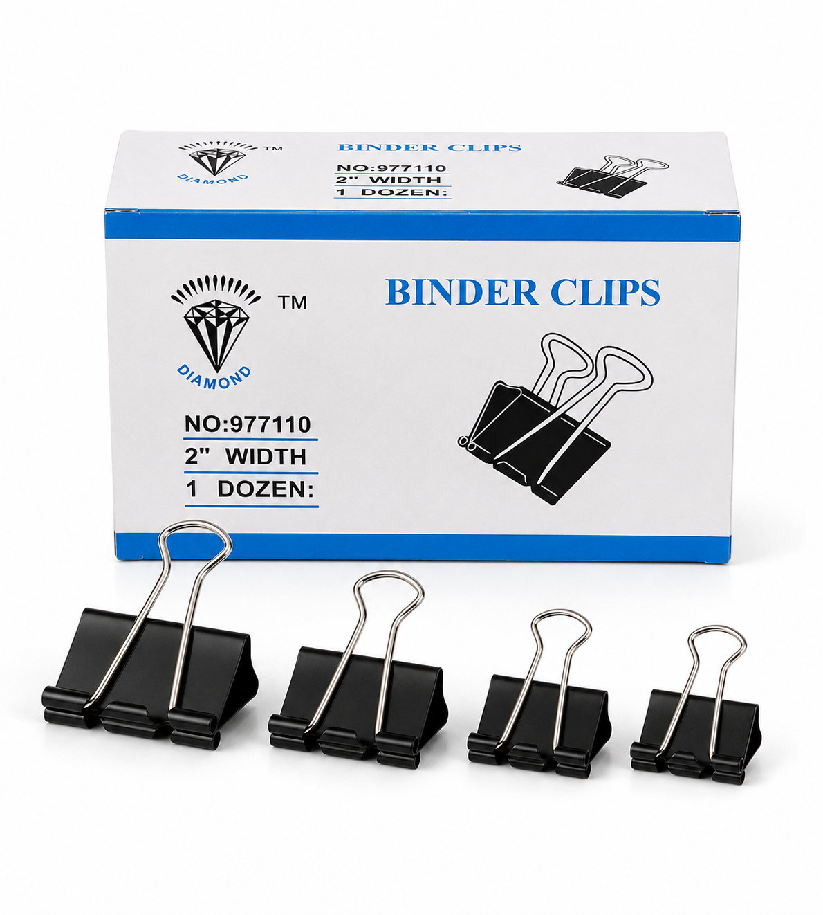 Diamond Binder Clips – Large Size (2" Width) | Strong Paper Holding Clips 12p