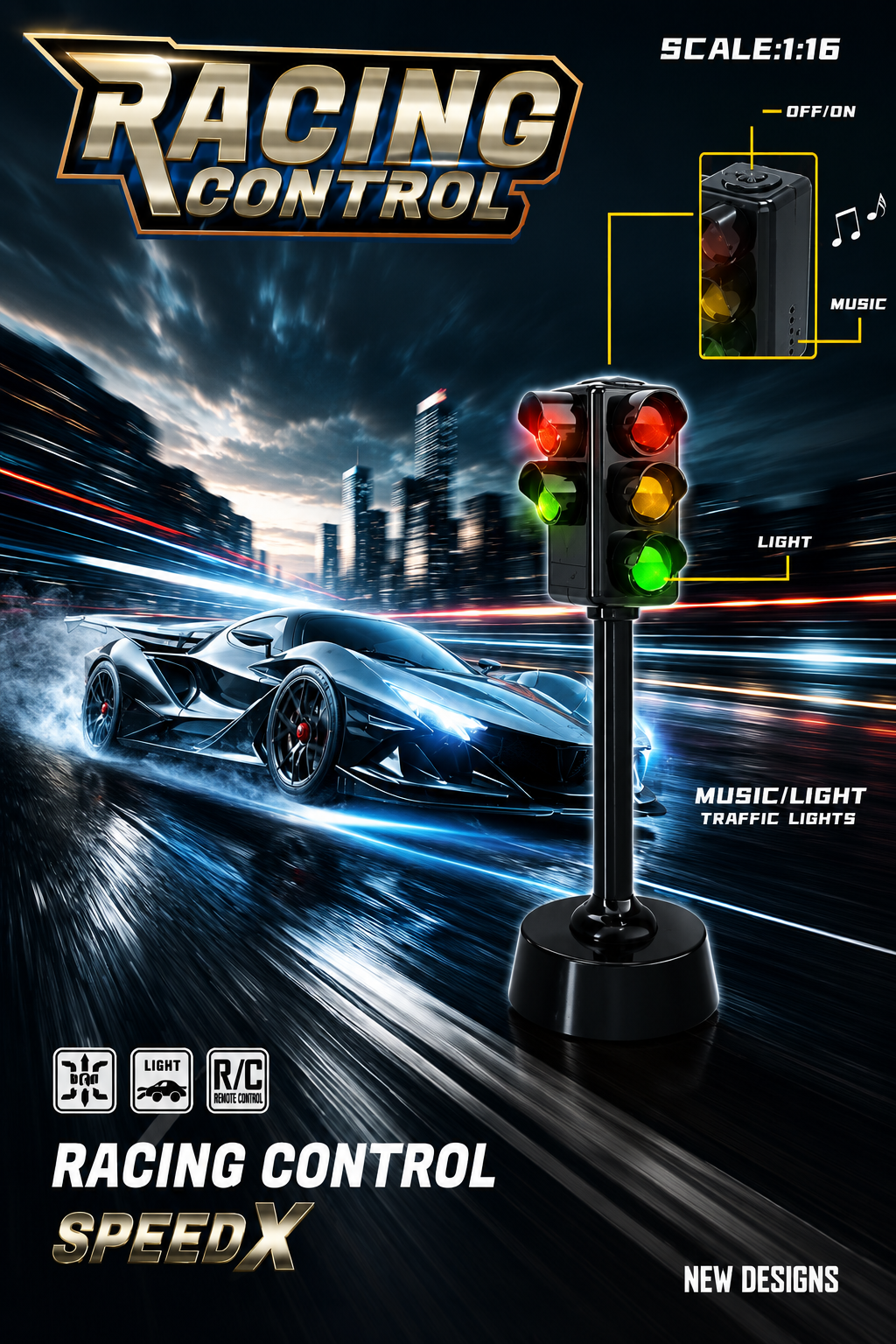 Racing Control Speed X RC Car with traffic light accessory