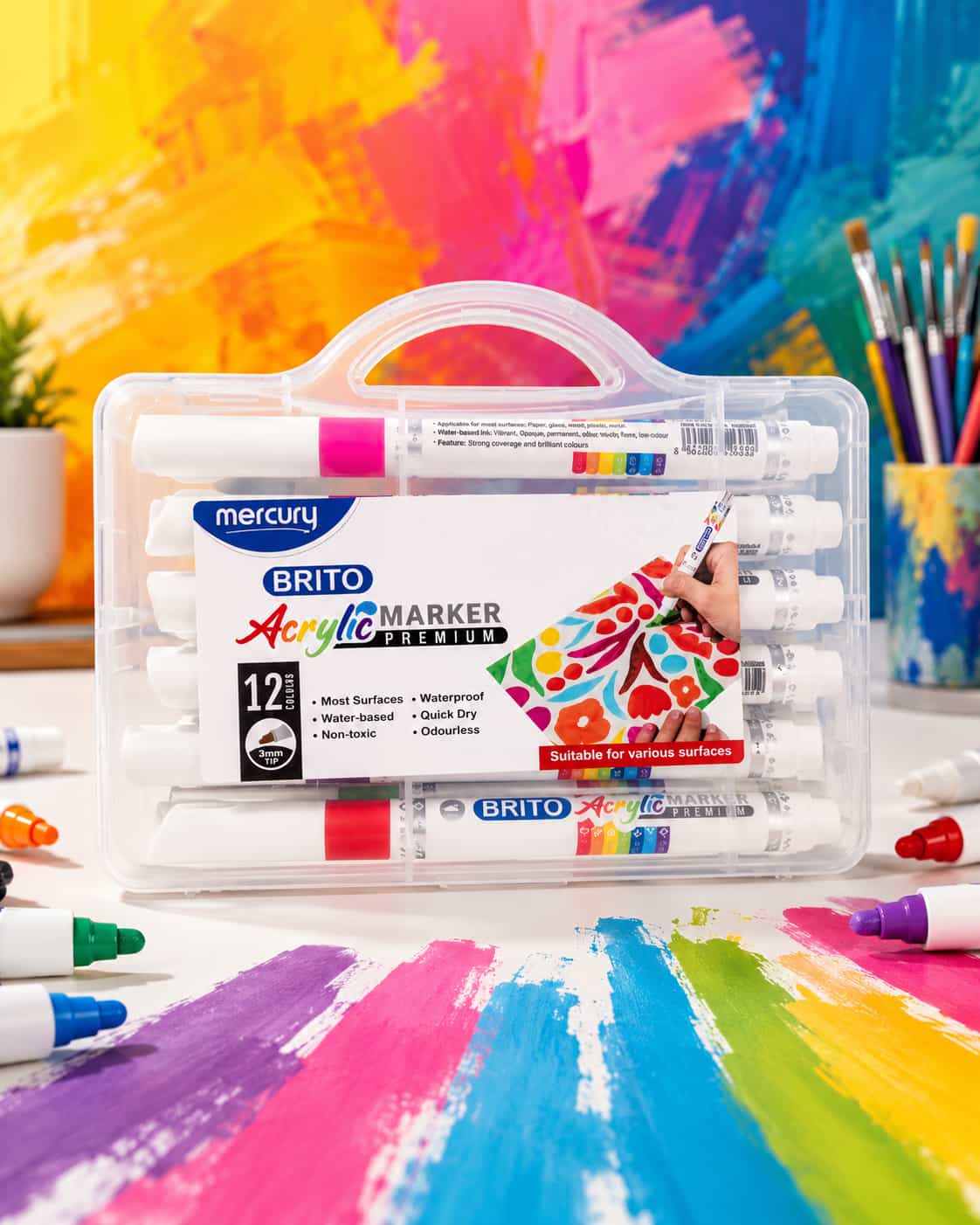 Mercury Brito Acrylic Marker Premium 12 Colors