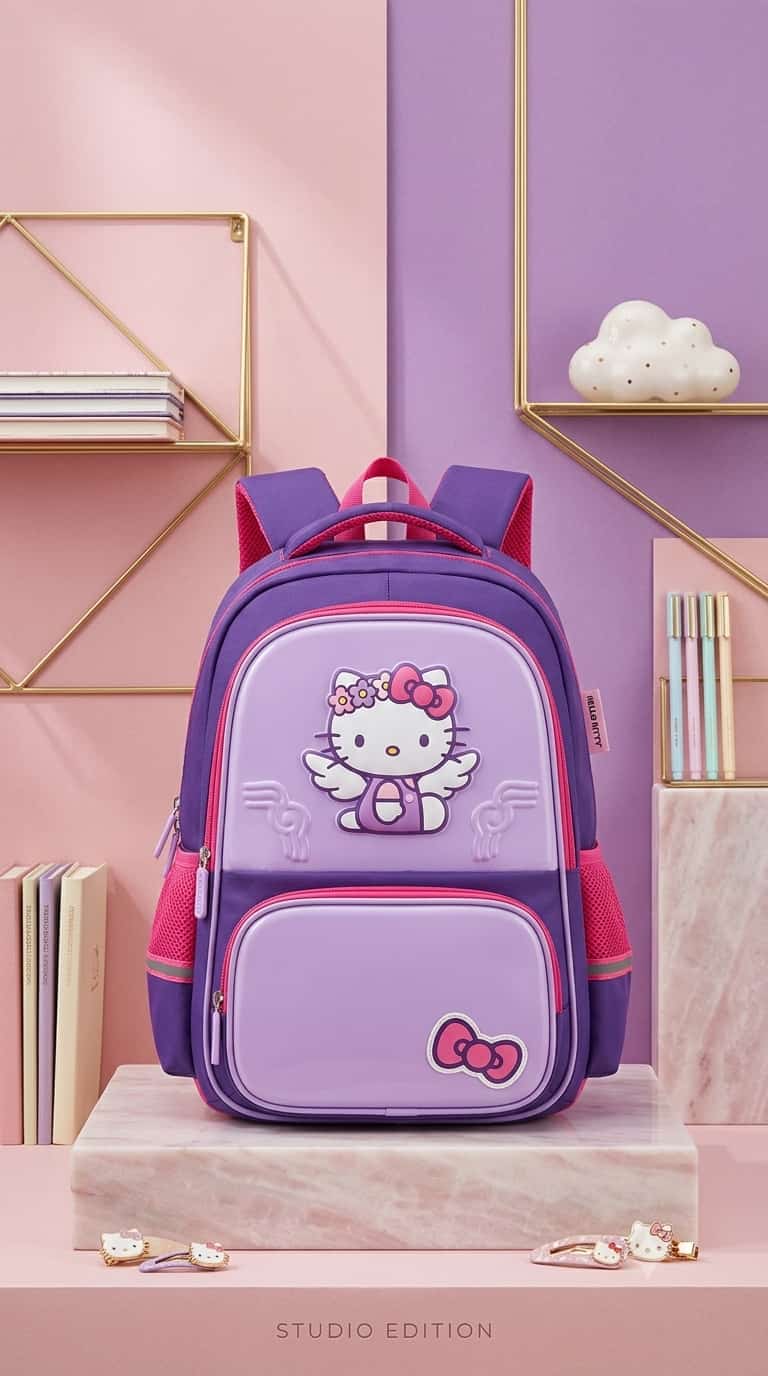 Hello Kitty Angel Studio Edition Girls School Backpack - Purple