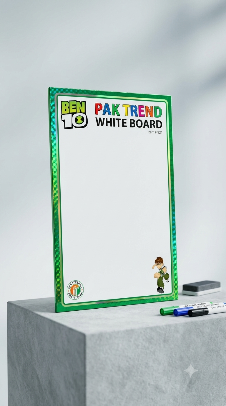 Ben 10 Pak Trend White Board – Dry Erase Board with Markers & Eraser