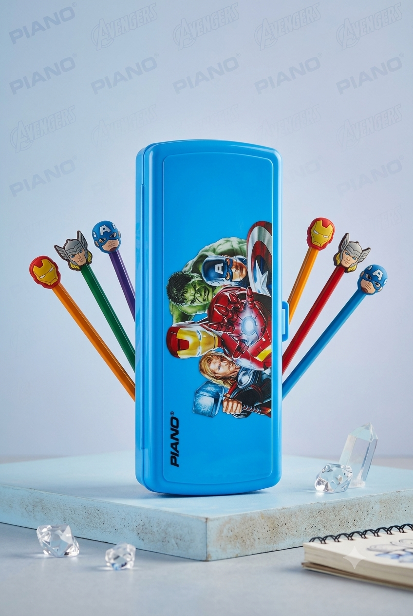 Piano Avengers Pencil Box – Blue Hard Case for Boys