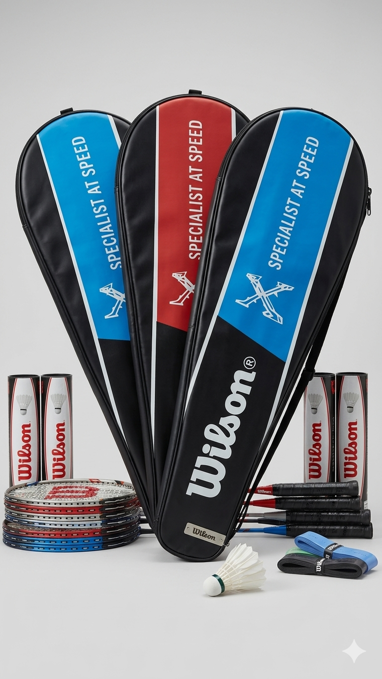 Wilson Specialist at Speed Premium Badminton Racket Covers (Pack of 2• Blue & Red Athletic Edition)