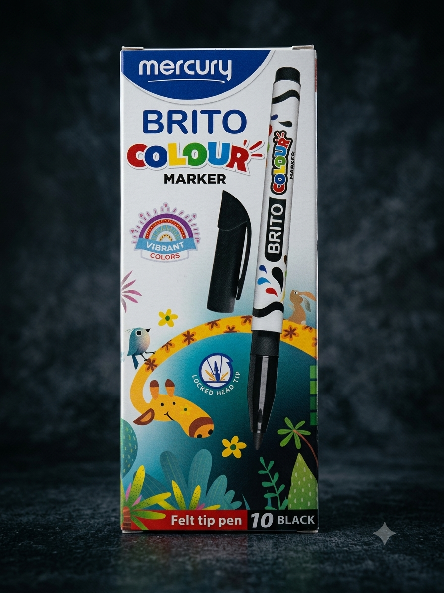 Mercury Brito Colour Marker Set – 10 Pack (Black)
