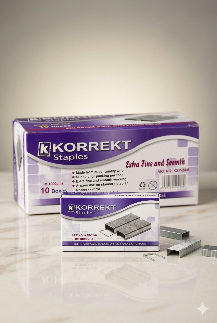 Korrekt Staples KSP-24/6 Extra Fine & Smooth - 10 Boxes x 1000 (Pack of 10)