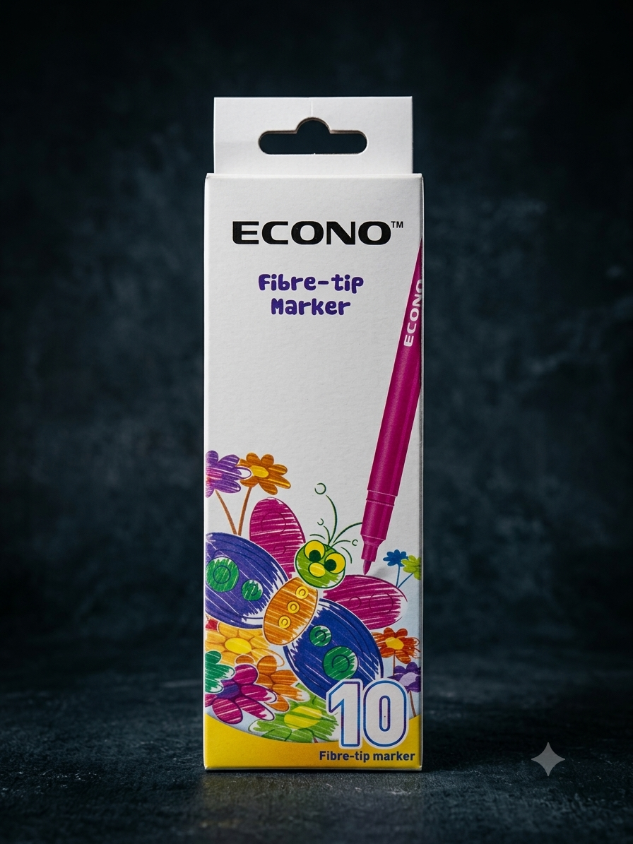 Econo Premium Fibre-Tip Marker Set – 10 Pack (Pink/Magenta)