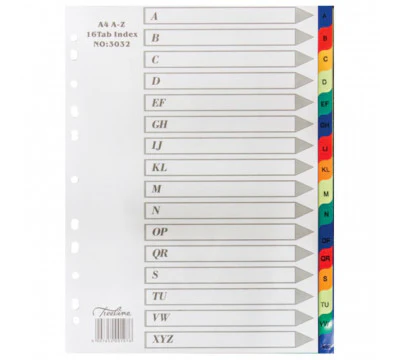 A-Z Index Dividers - A4 Multicolor (Set of 20)