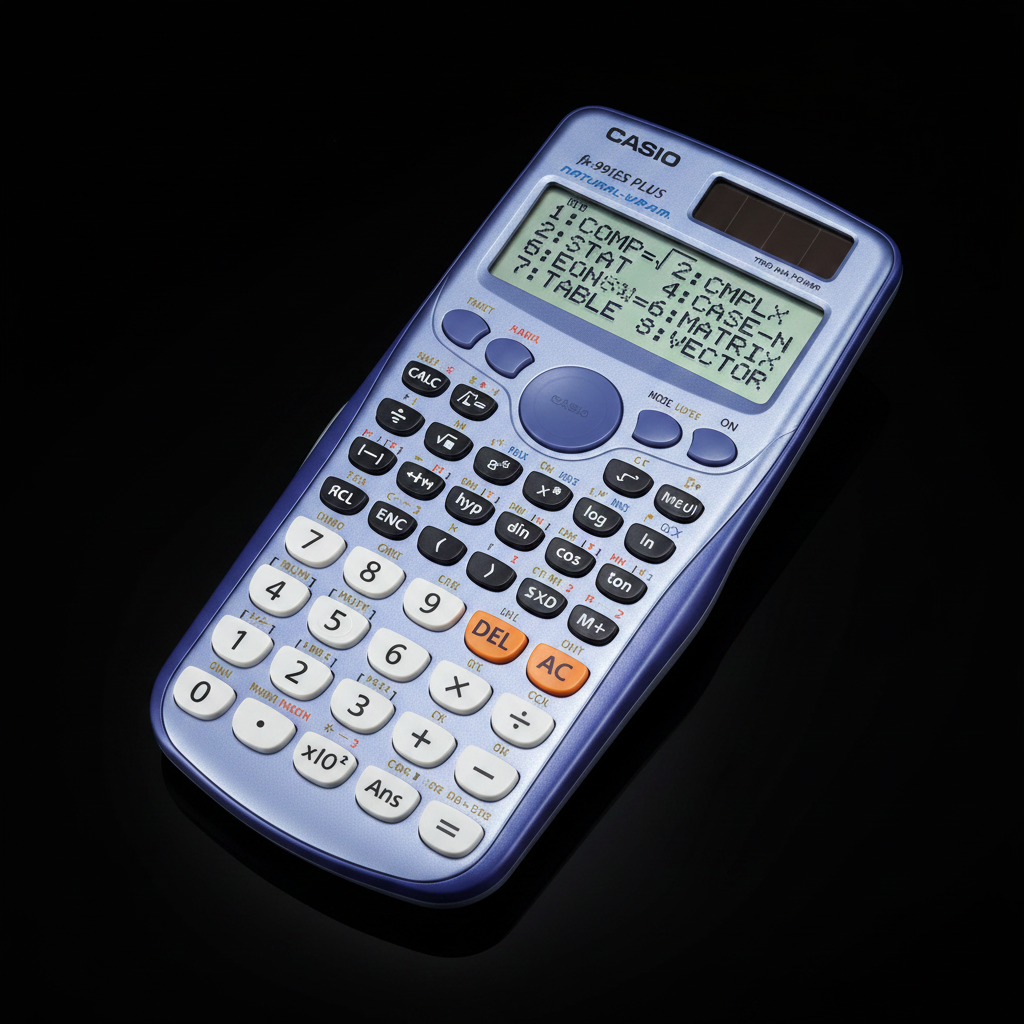 Casio fx-991ES PLUS Scientific Calculator dark background studio photo
