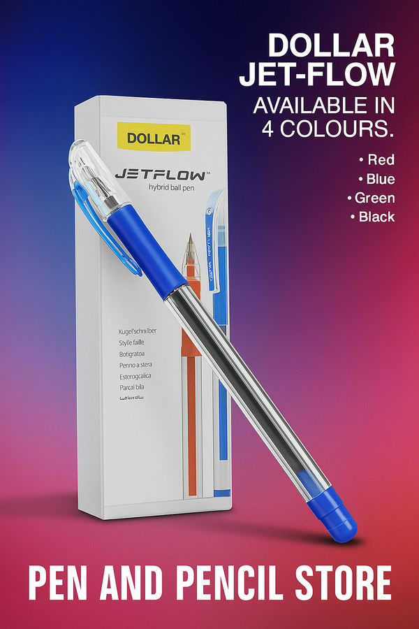 Dollar Jet-Flow Ball Pen – Premium Hybrid Ink Pen (4 Colors Available)(10 Piece)