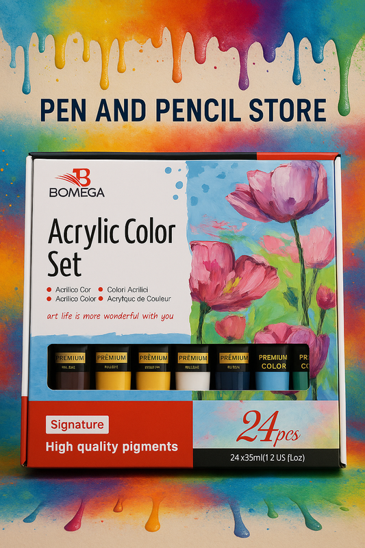 BOMEGA Acrylic Color Set – 24 Pieces (35ml) 🎨✨