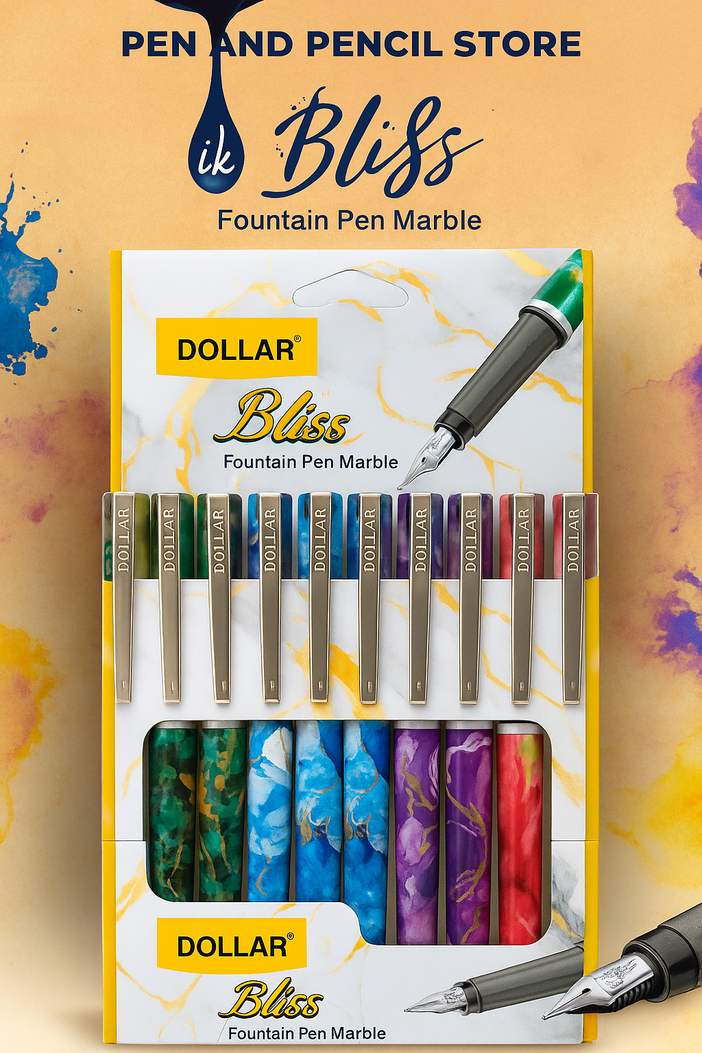 Dollar Bliss Fountain Pen Marble – Premium Writing Pen 10p