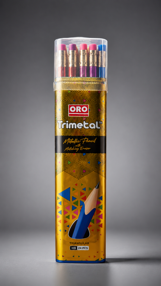 ORO Trimetal Metallic HB Pencil Set – 24 Pieces