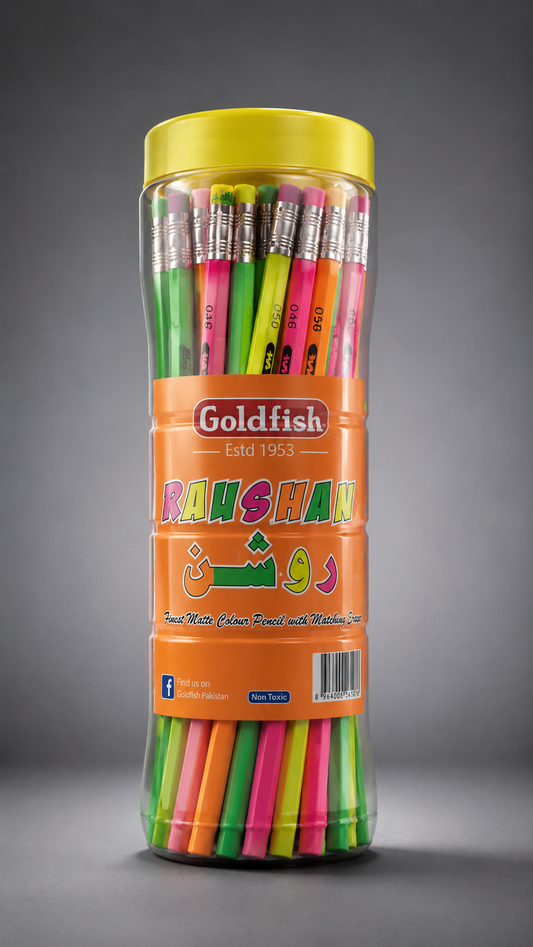 Goldfish Raushan Fluorescent Matte Colour Pencil Set with Matching Erasers