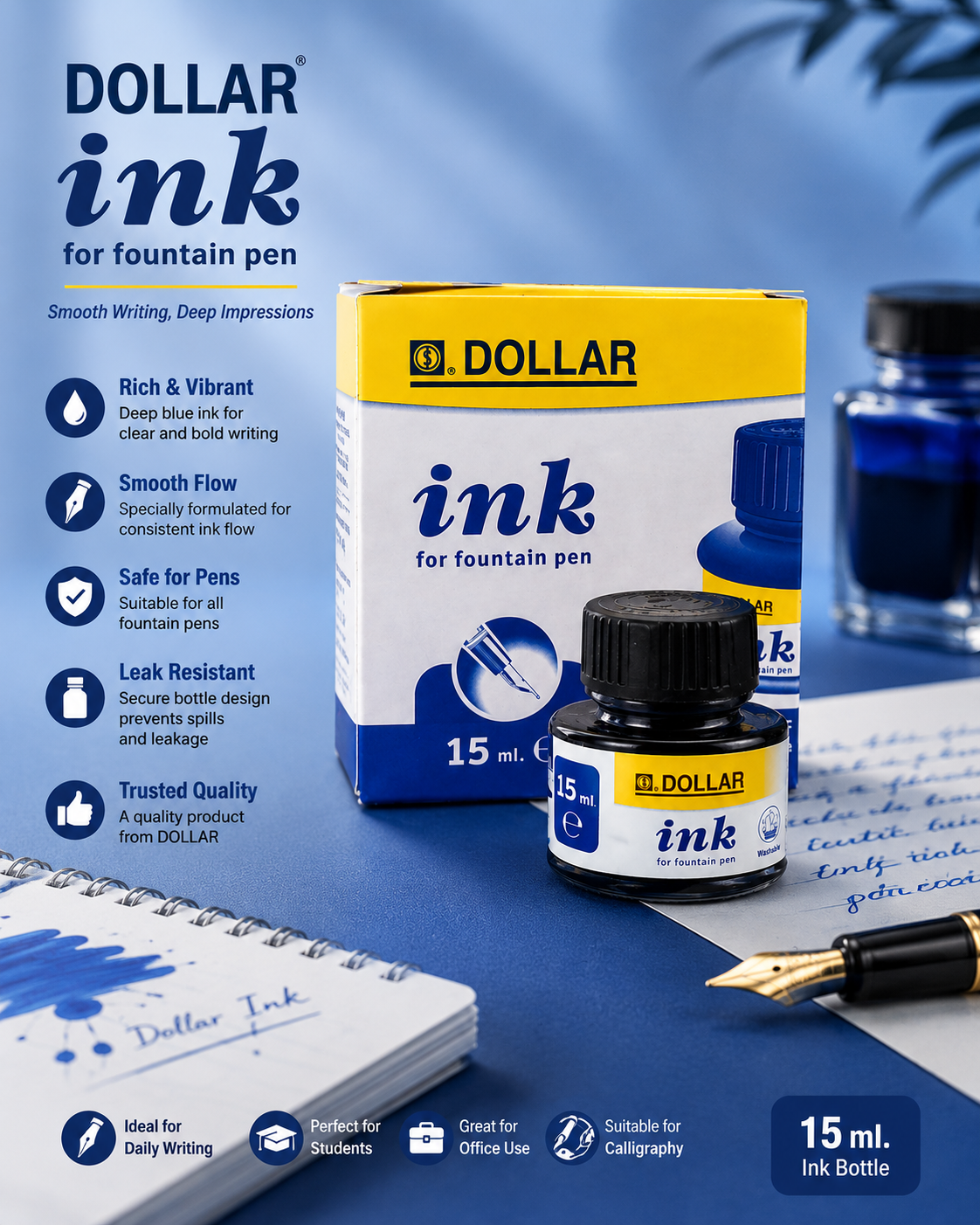 Dollar Fountain Pen Ink 15ml Per piece
