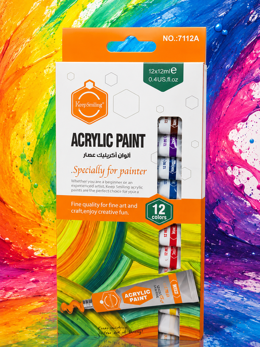 Keep Smiling Acrylic Paint Set – 12 Colors