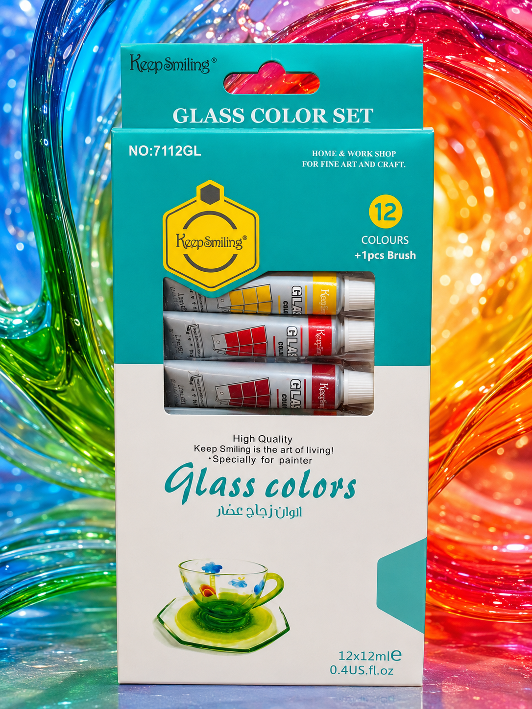 Keep Smiling Glass Color Set – 12 Colors + Brush