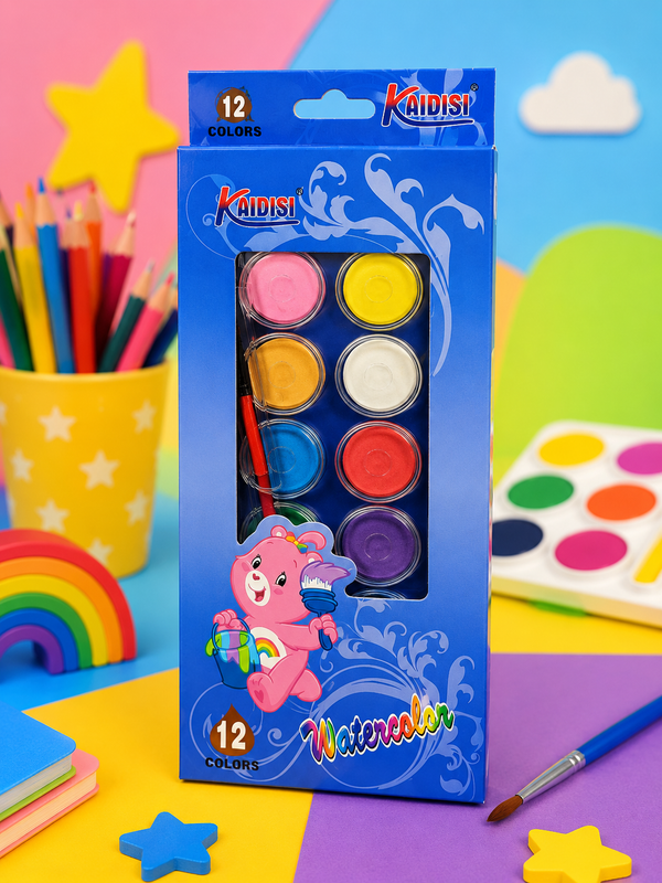 KAIDISI Watercolor Paint Set – 12 Vibrant Colors