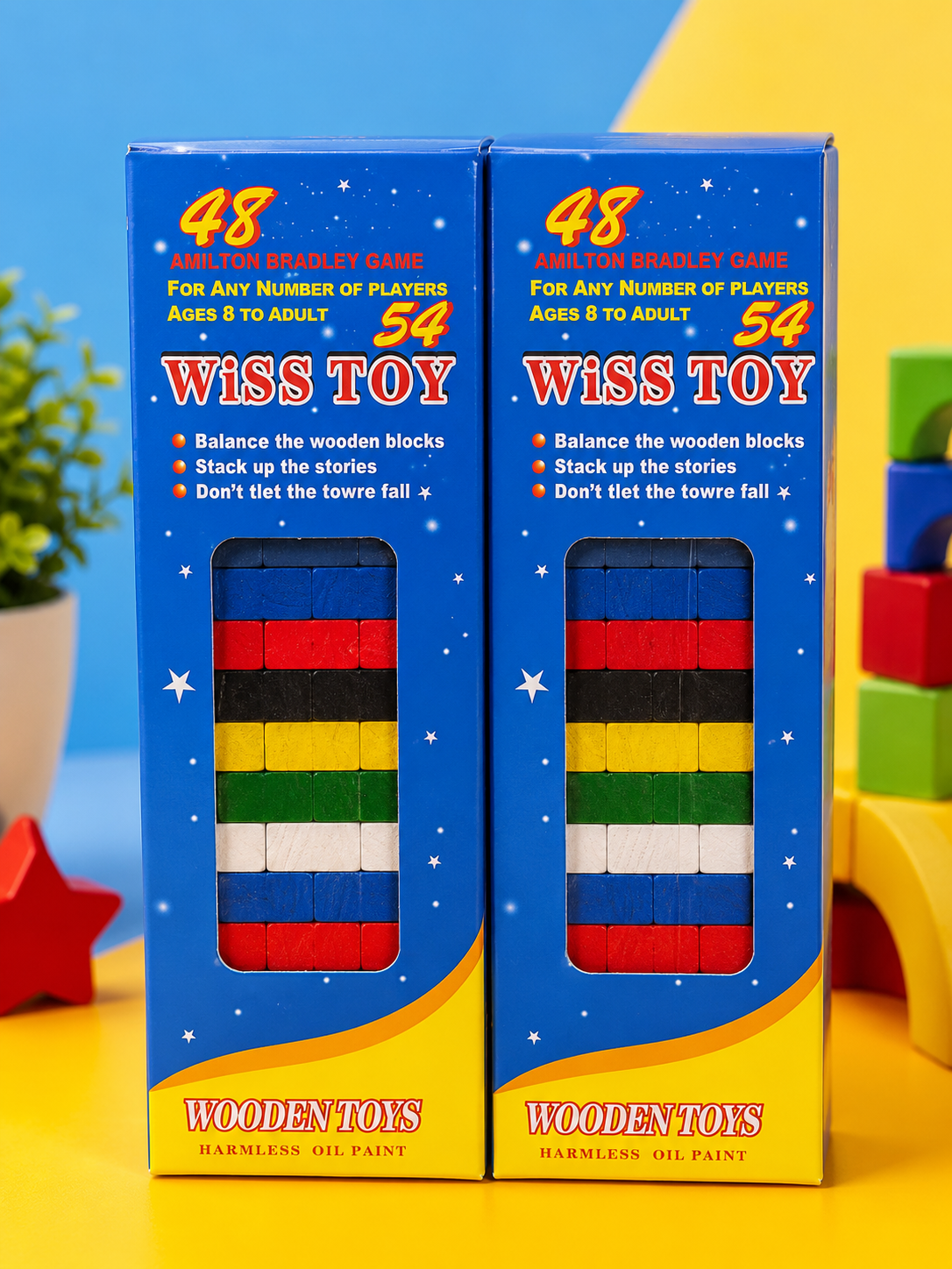 Wiss Toy Wooden Building Blocks – 54 Pieces