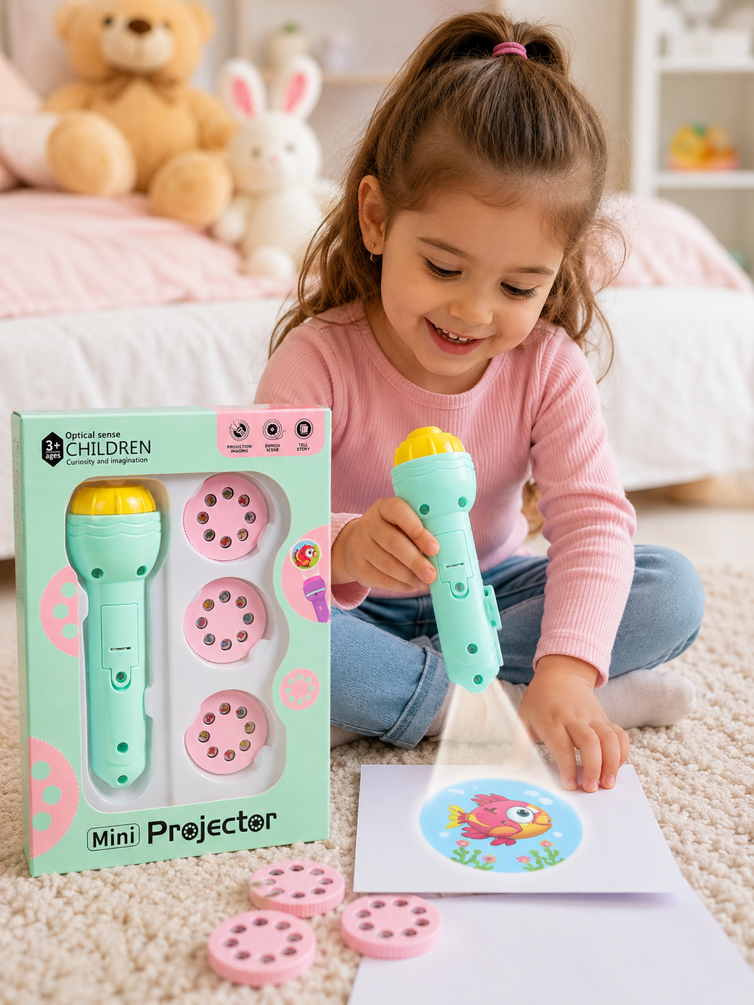 Mini Projector Toy for Kids – Educational Projection Flashlight