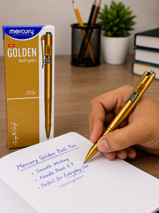 Mercury Golden Ball Pen 0.7mm – Smooth & Elegant Writing