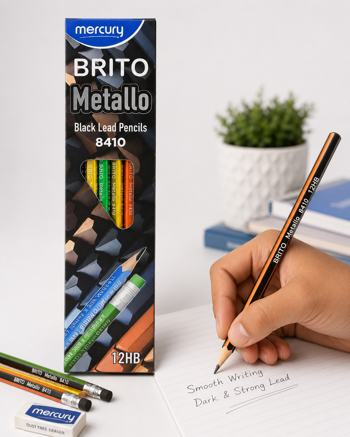 ✏️ Mercury BRITO Metallo 8410 Black Lead Pencils (12HB)