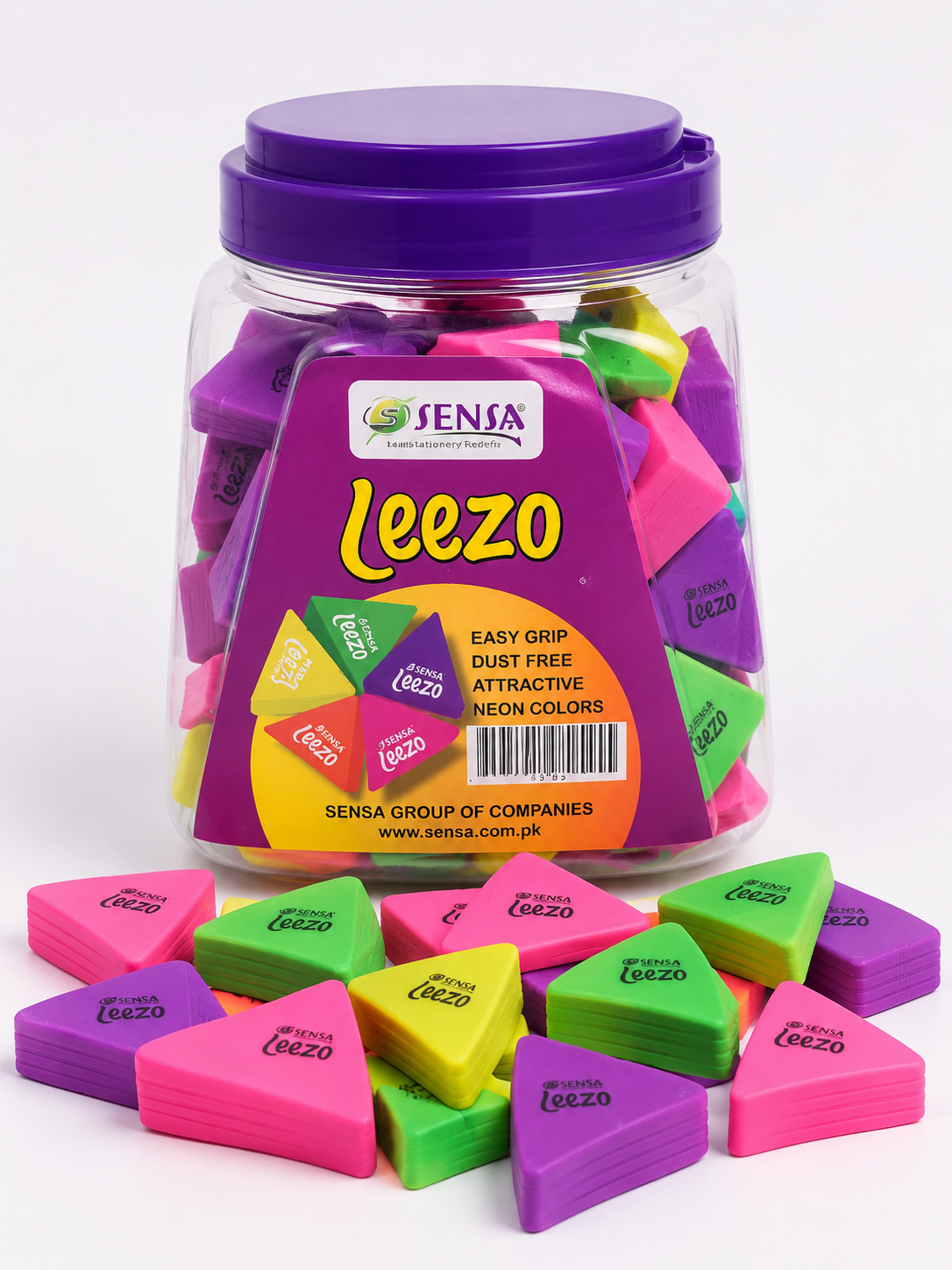 Sensa Leezo Neon Triangle Erasers – Colorful & Fun Erasing Solution