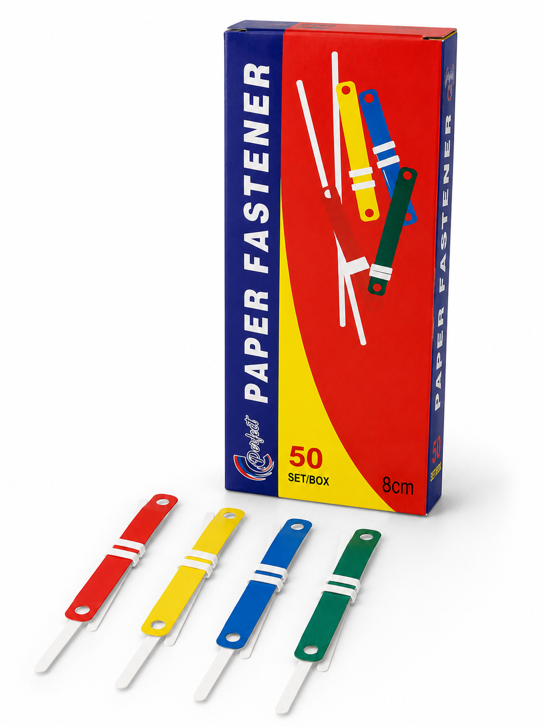 Paper Fasteners 8cm – Colorful File Fastener Clips (50 Sets/Box)