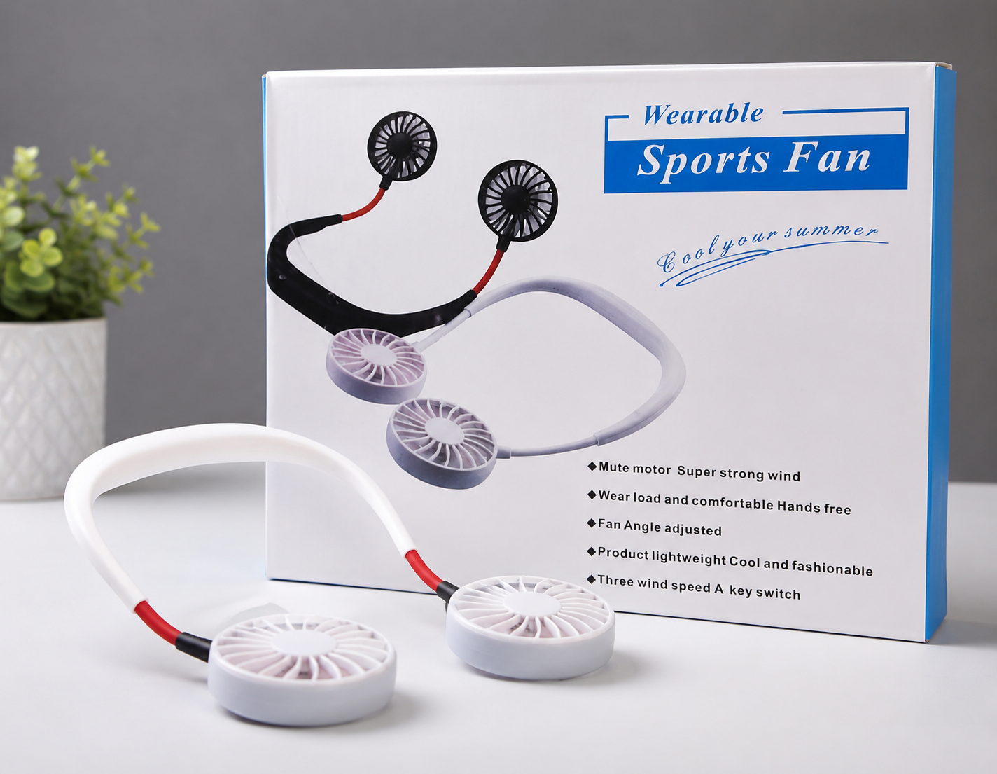 Wearable Sports Fan - Hands-Free Neck Fan