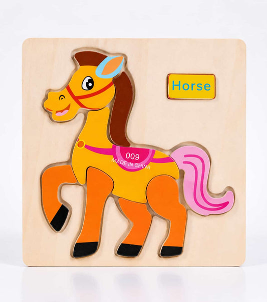 Horse Wooden Puzzle Board - Kids Educational Toy