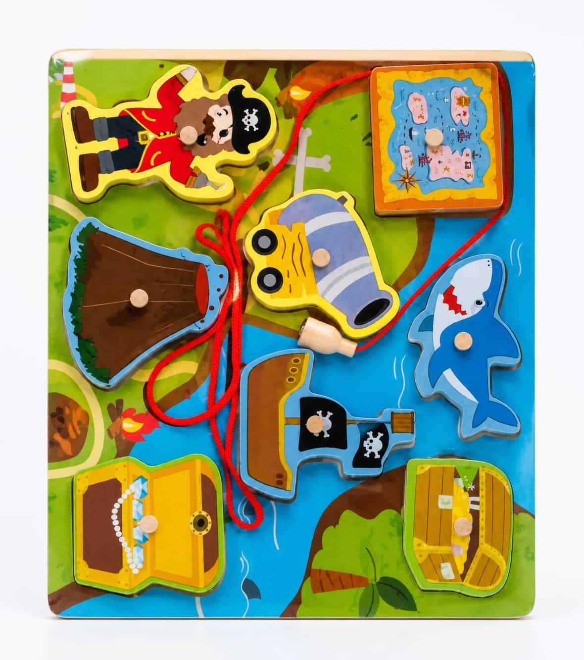 Pirate Lacing Wooden Puzzle Board - Kids Threading Toy