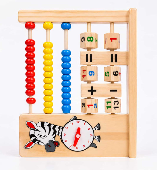 Wooden Abacus & Math Learning Toy with Clock