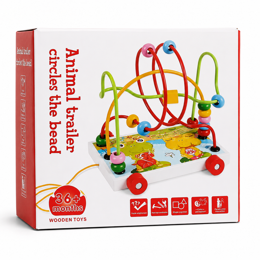 Animal Trailer Circles the Bead Wooden Educational Toy packaging