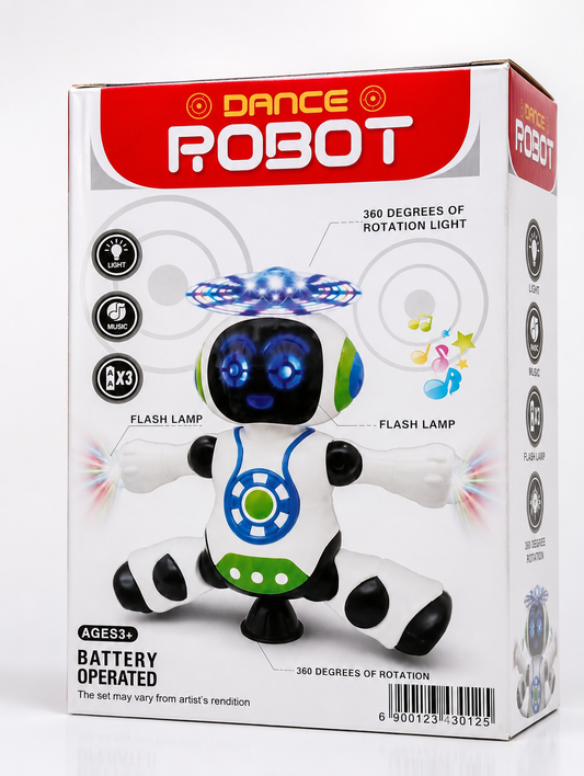 Dance Robot Toy box showing features