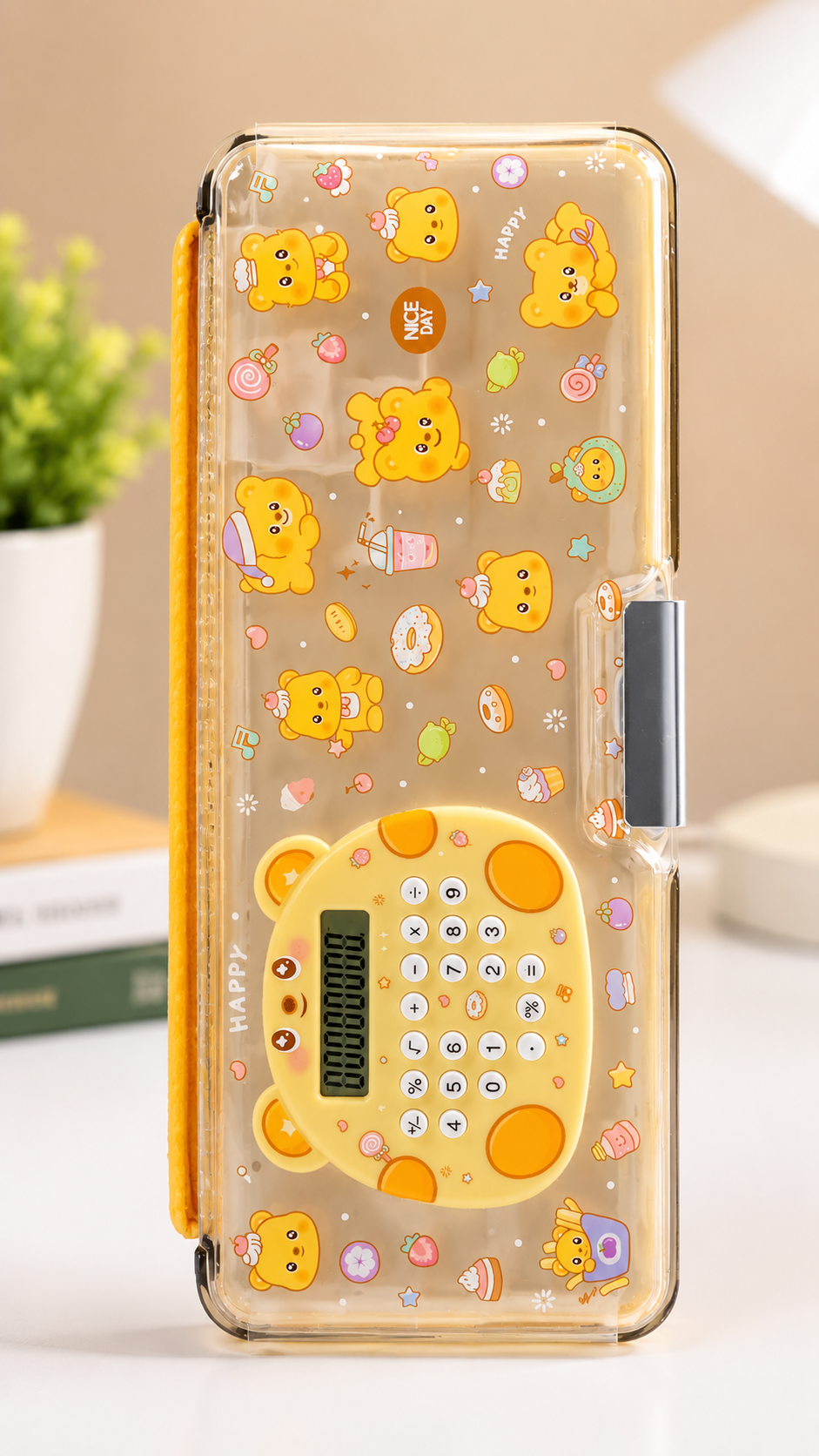 Cute Bear Calculator Geometry Box - Pink with Calculator