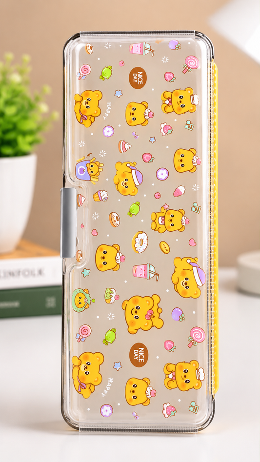 Cute Bear Calculator Geometry Box - Yellow with Calculator