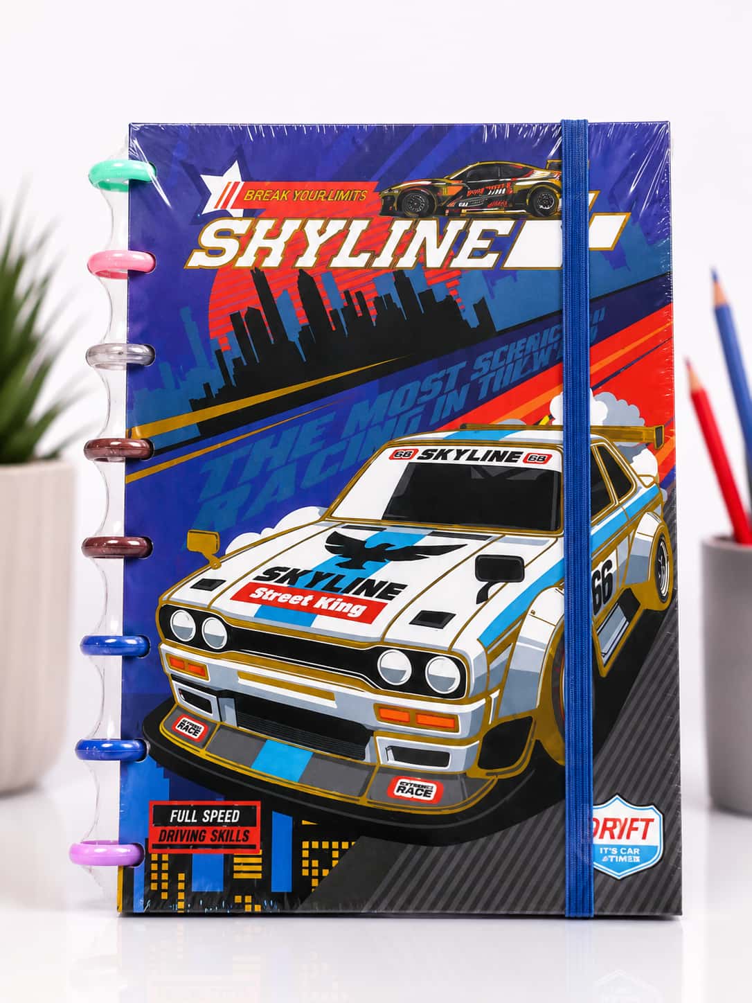 Kawaii Disc-Bound Notebook - Skyline Street King Blue