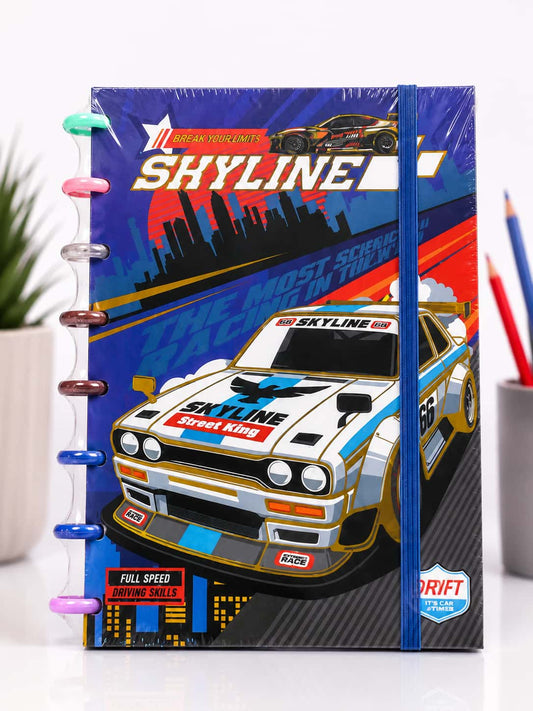 Kawaii Disc-Bound Notebook - Skyline Street King Blue