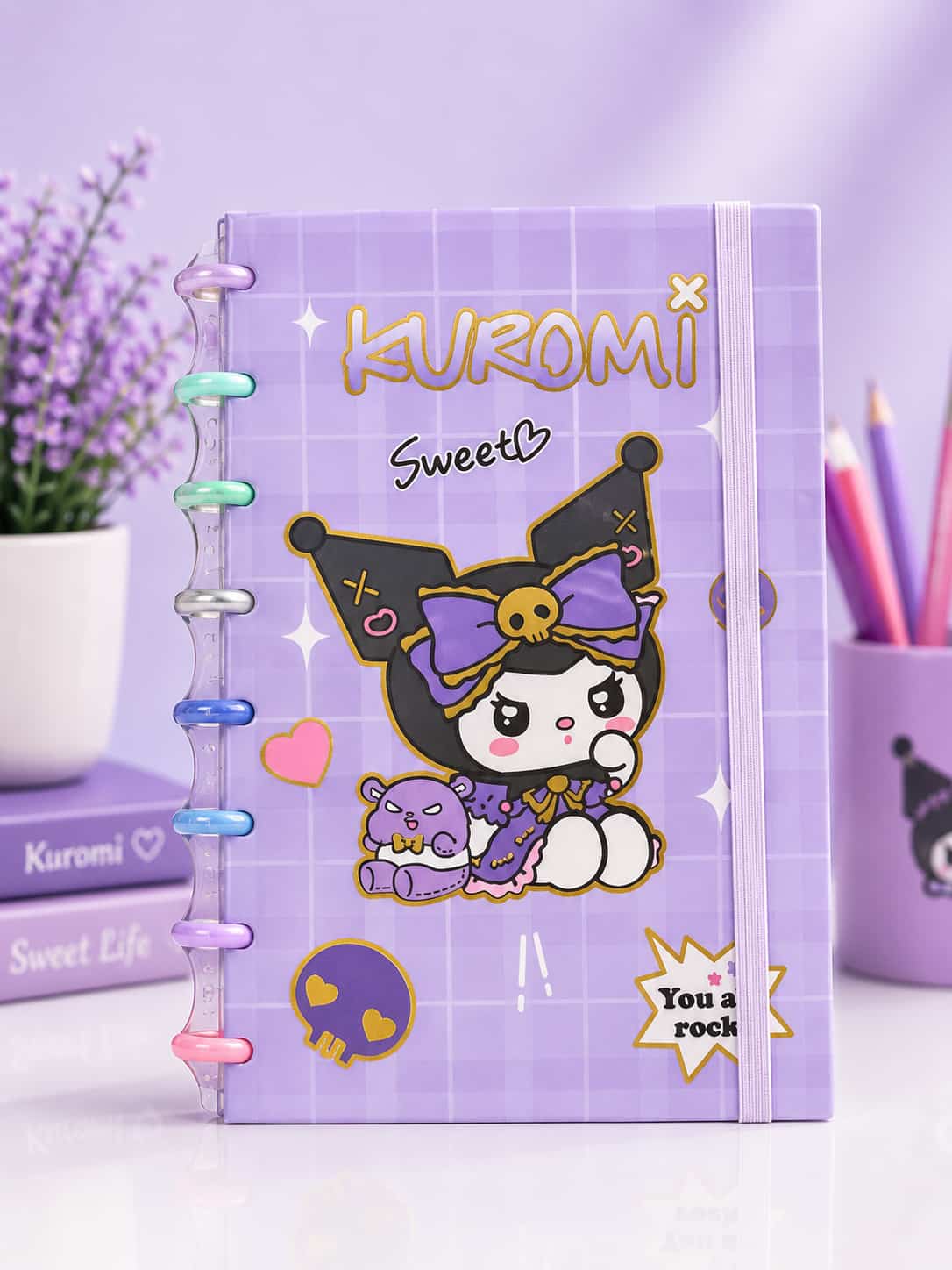 Kawaii Disc-Bound Notebook - Kuromi Sweet Purple