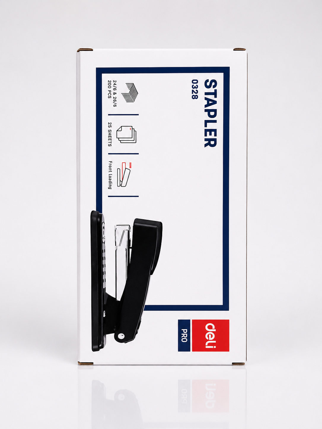 Deli Pro Stapler 0328 Black Front Loading