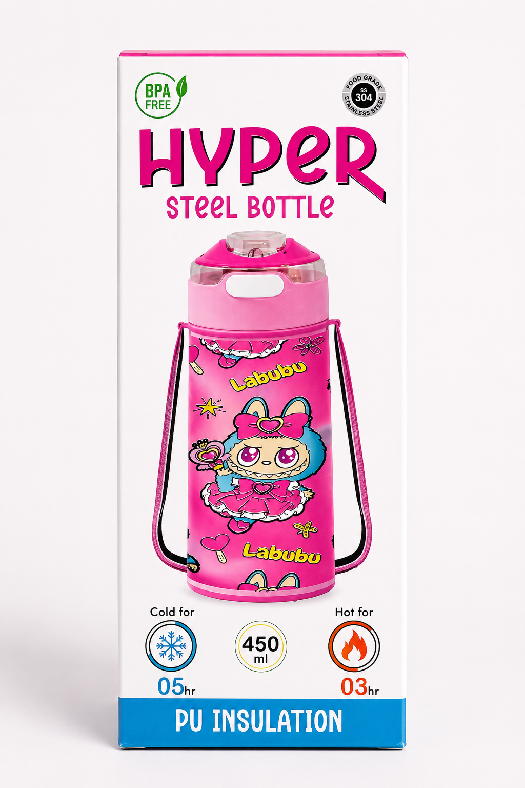 Hyper Steel Bottle Labubu Pink 450ml