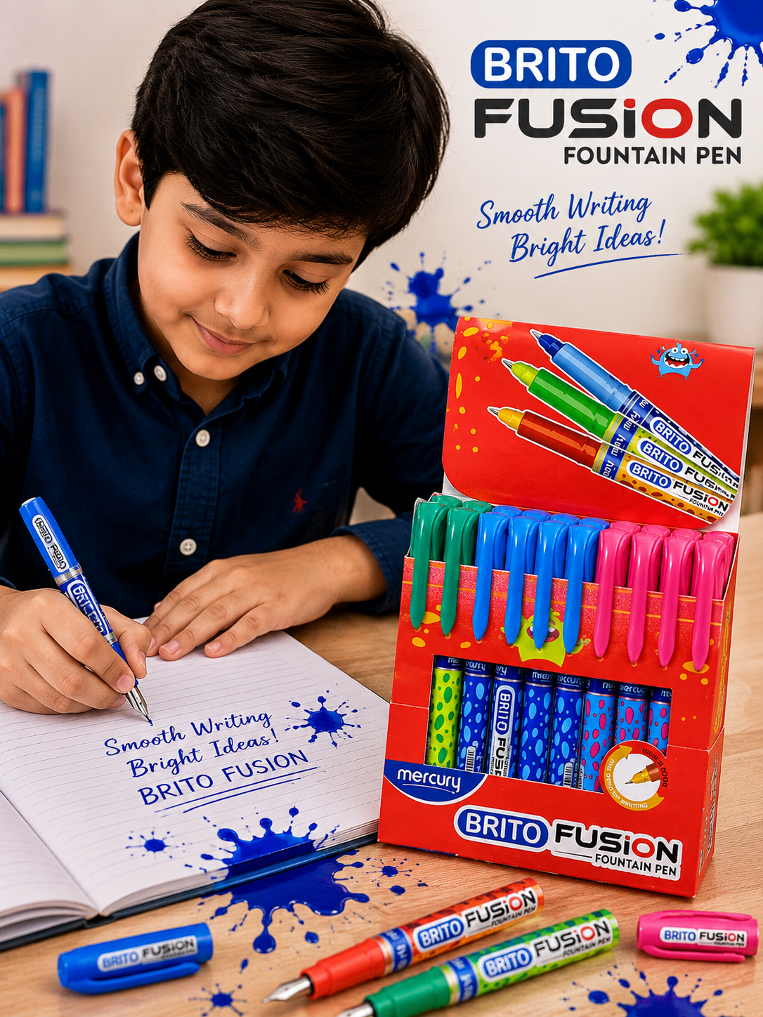 Mercury Brito Fusion Fountain Pen – Colorful Writing for Creative Minds 1box 10pice