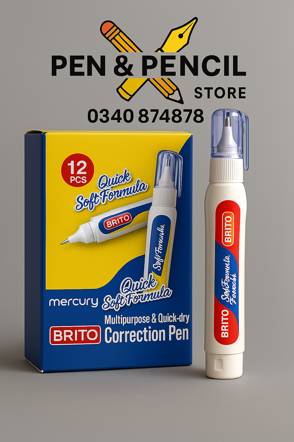 BRITO Correction Pen – Quick Dry Multipurpose Correction Fluid
