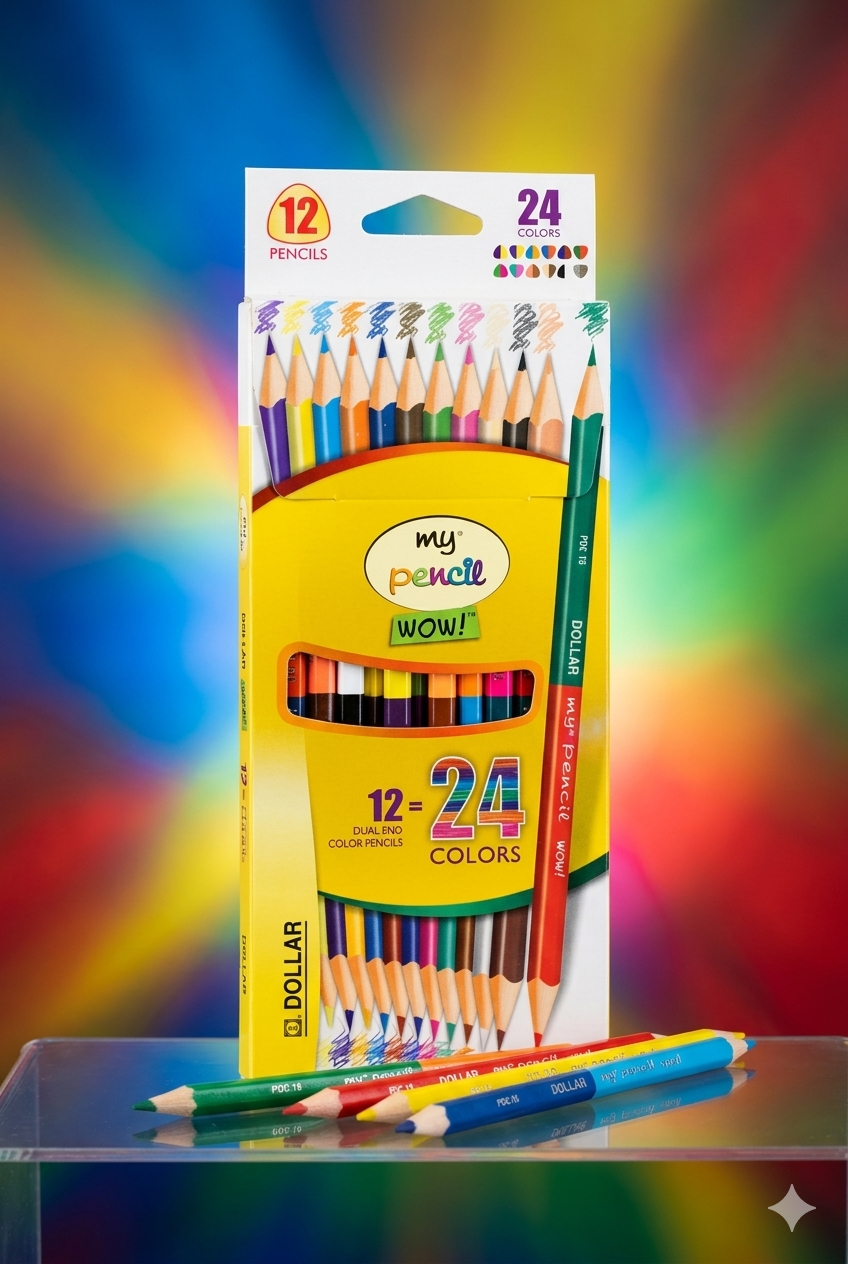 Dollar My Pencil WOW! Dual-End Color Pencils - 12 Pencils = 24 Colors
