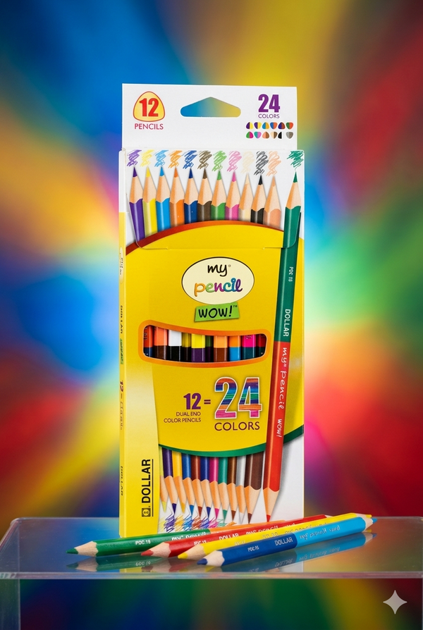 Dollar My Pencil WOW! Dual-End Color Pencils - 12 Pencils = 24 Colors