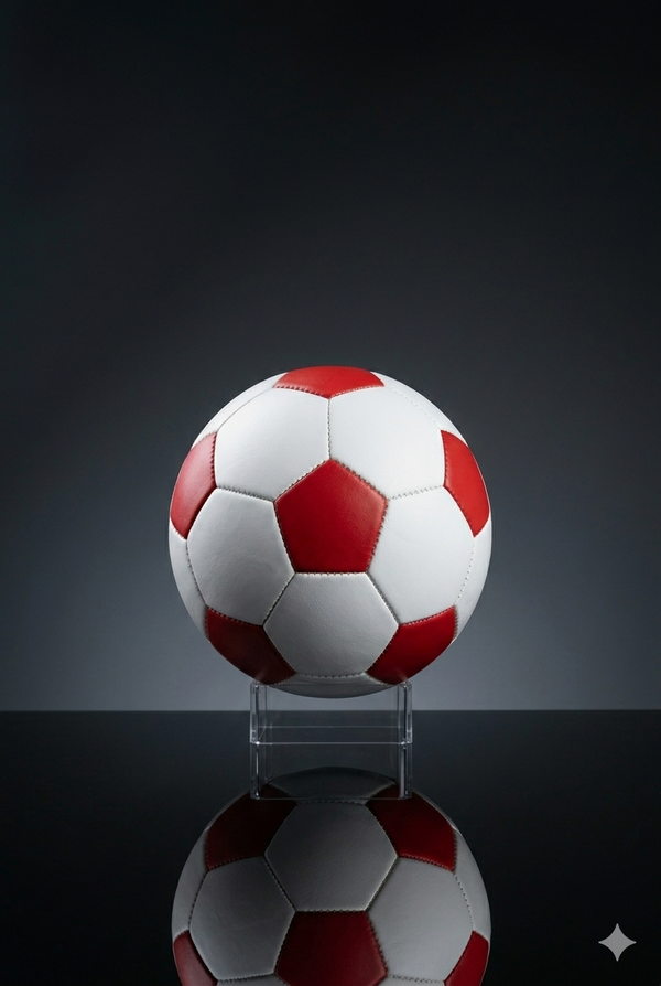 Premium Classic Red & White Football (Size 5) – Professional High-Bounce Stitched Leather Match & Training Soccer Ball for Adults & Kids