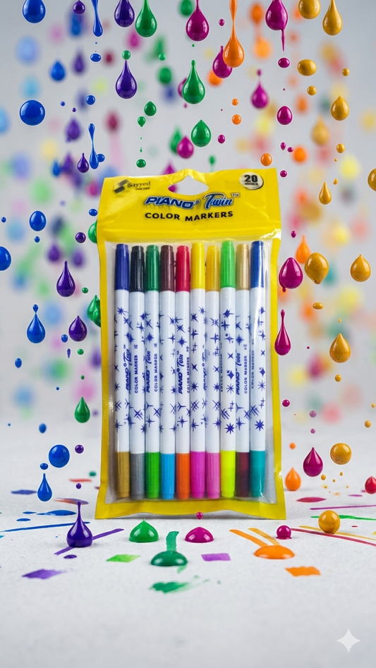 PIANO Twin Color Markers - 20-Color Professional Art Set