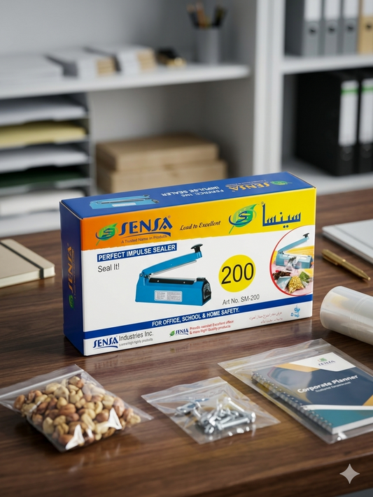 SENSA SM-200 Perfect Impulse Heat Sealer (200mm / 8-Inch) - Compact Manual Packaging Machine