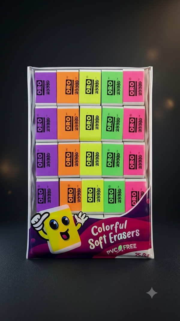 ORO Neeto Colorful Soft Erasers – Pack of 25