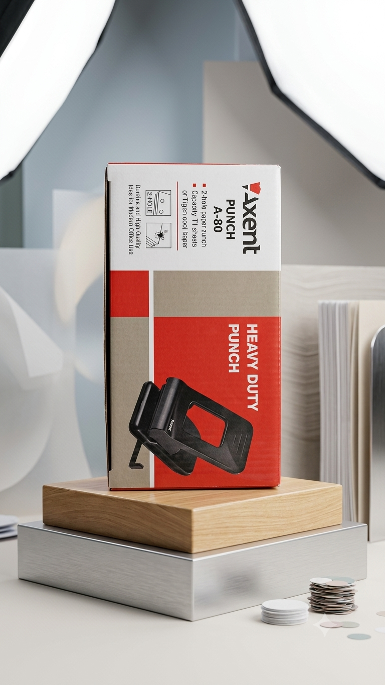 Axent A-80 Heavy Duty 2-Hole Paper Punch - Box